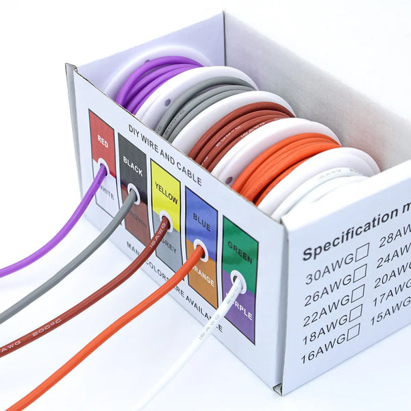 Heat Resistant Soft Silicone Wire 5 Colors in A Box Kit 30/28/26/24/22/20/18AWG Stranded detail image 4