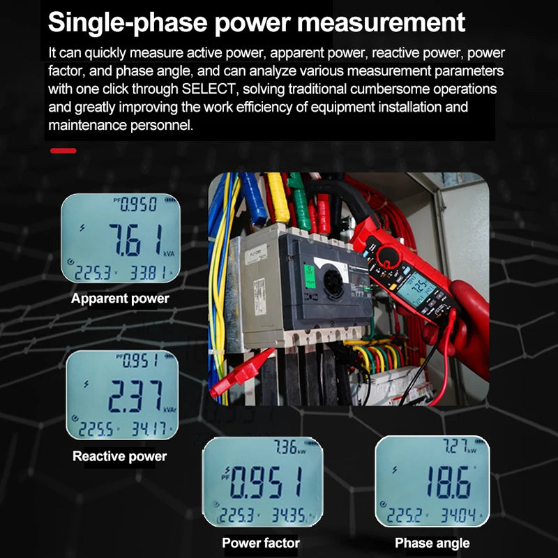 UNI-T AC Digital Power Clamp Meter UT219P 1000V 1000A True RMS Current Clamp Tester 3 phase detail image 2