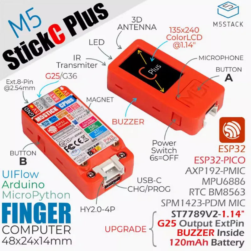 M5Stack StickC Plus ESP32 IoT Development Board Graphic Programming Kit IoT product image
