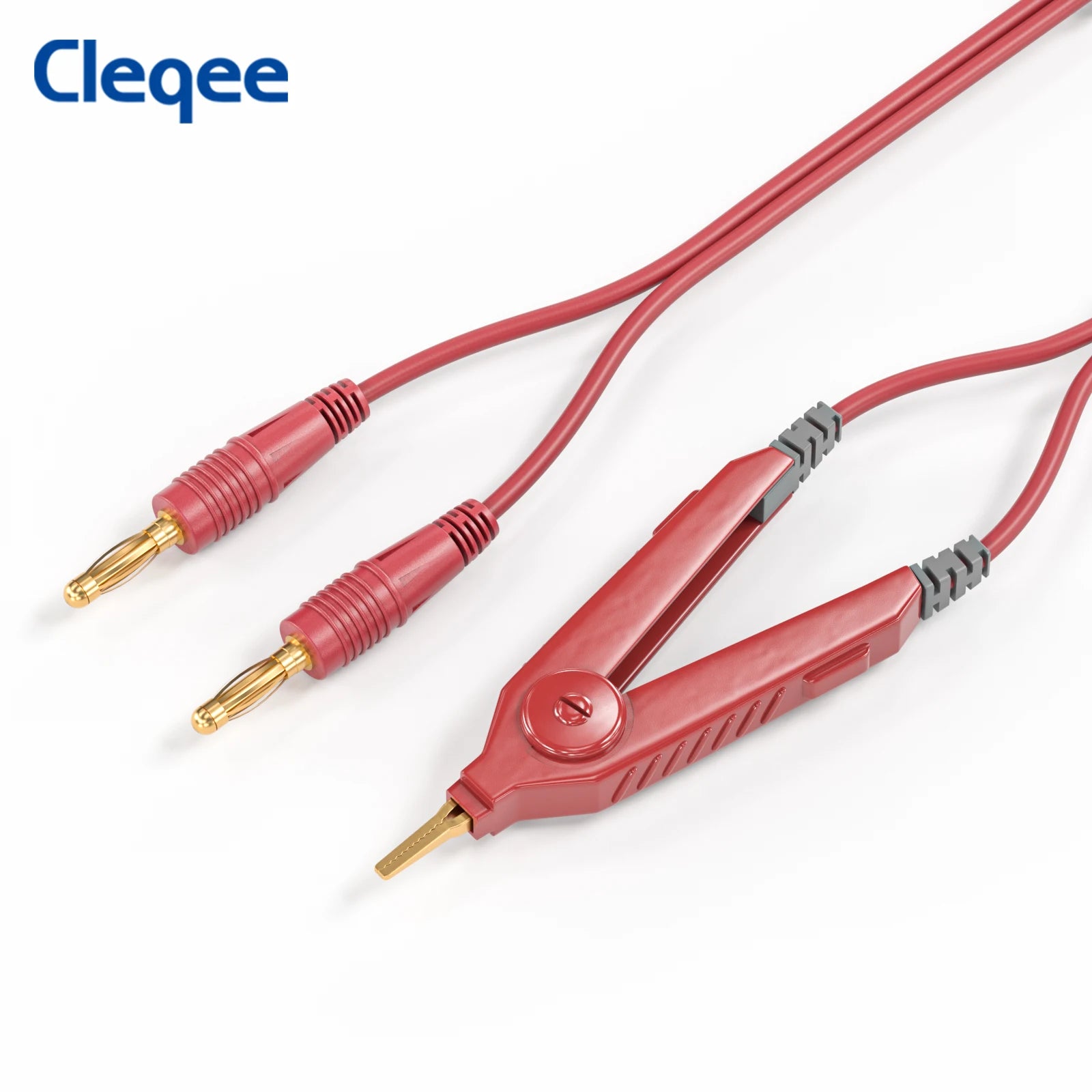 Cleqee P70075A Meter Test Leads Terminal Kelvin Clips Cable Wires to 4mm Banana Plugs Gold-Plated 1.2m/3.94ft for DMM