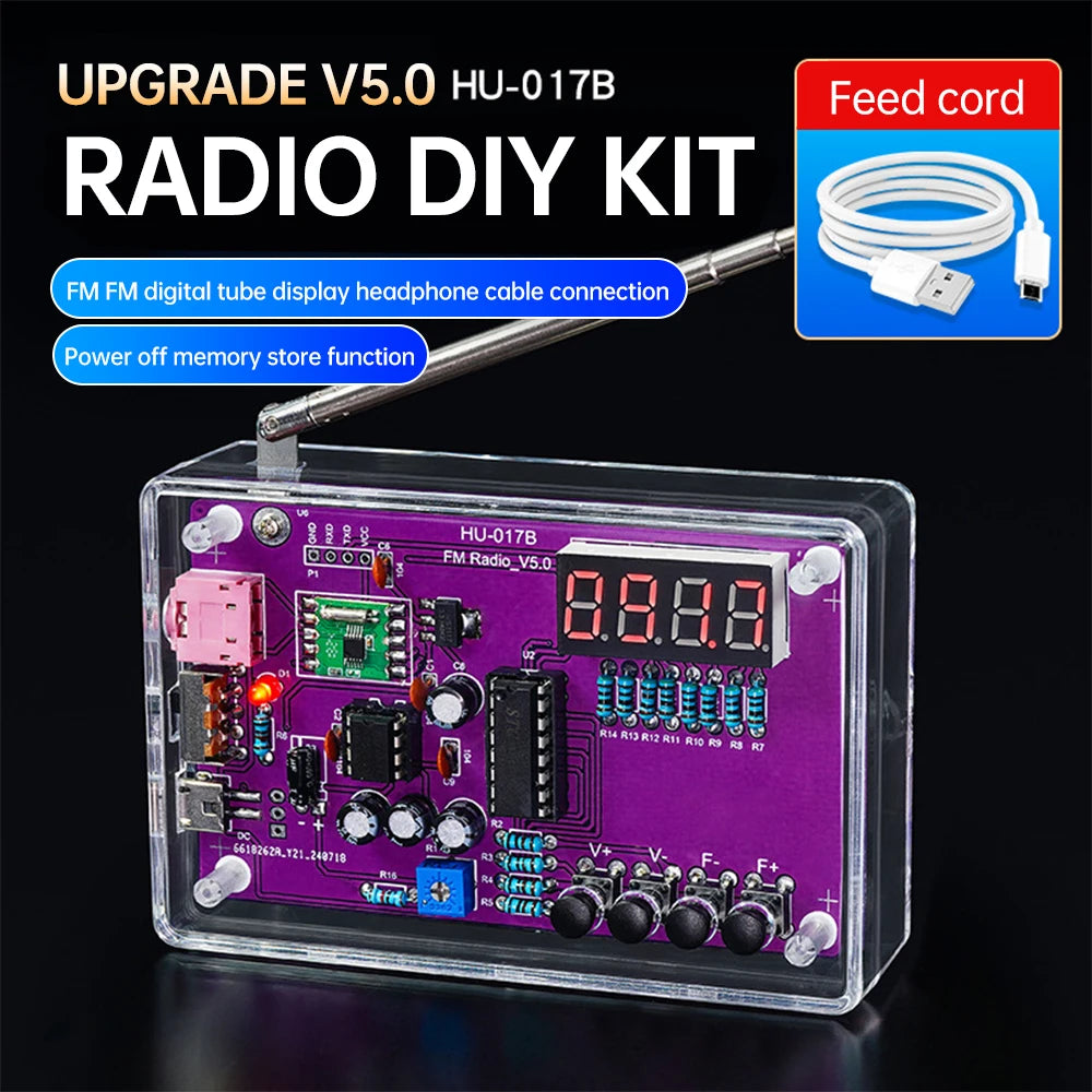 HU-017A/B RDA5807S Radio Kit FM DIY Electronic Parts Learning Set 87-108MHz DIY Electronic detail image 2
