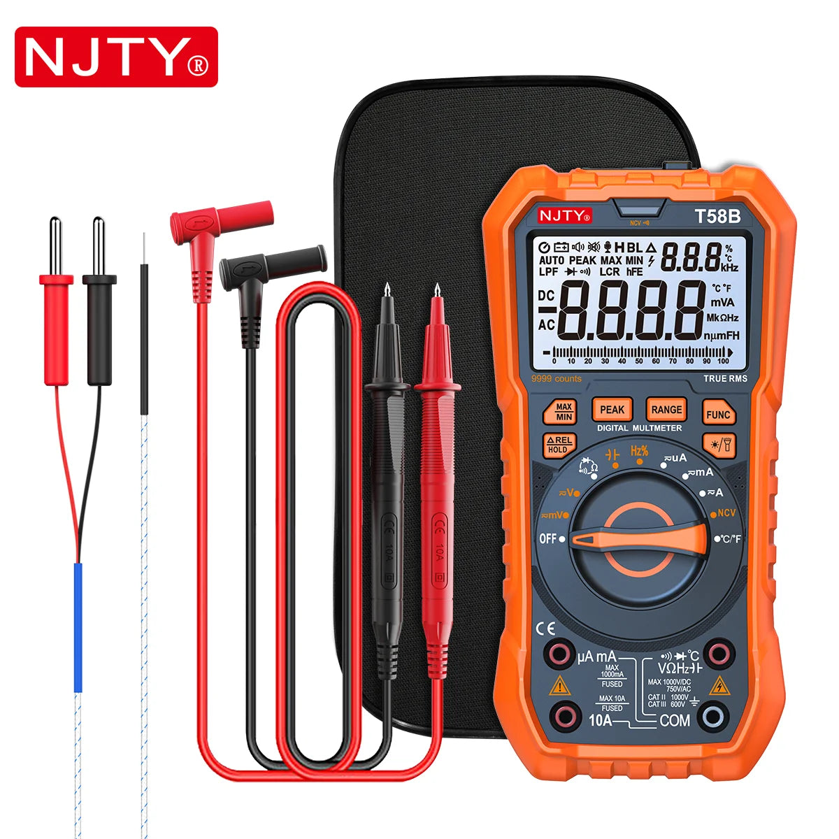 NJTY T58B T58C Inductance Digital Multimeter AUTO Range 9999 Counts Voltage Current detail image 7