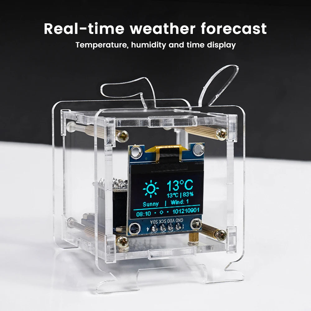 ESP8266 DIY Digital Clock Kit 0.96 Inch Mini Weather Clock WIFI Soldering Practice detail image 5