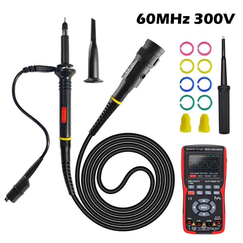 Oscilloscope Probe Kit 60MHz 1X 10X Mayitr High Precision Oscilloscope Multimeter Tester Probe Test Leads product image