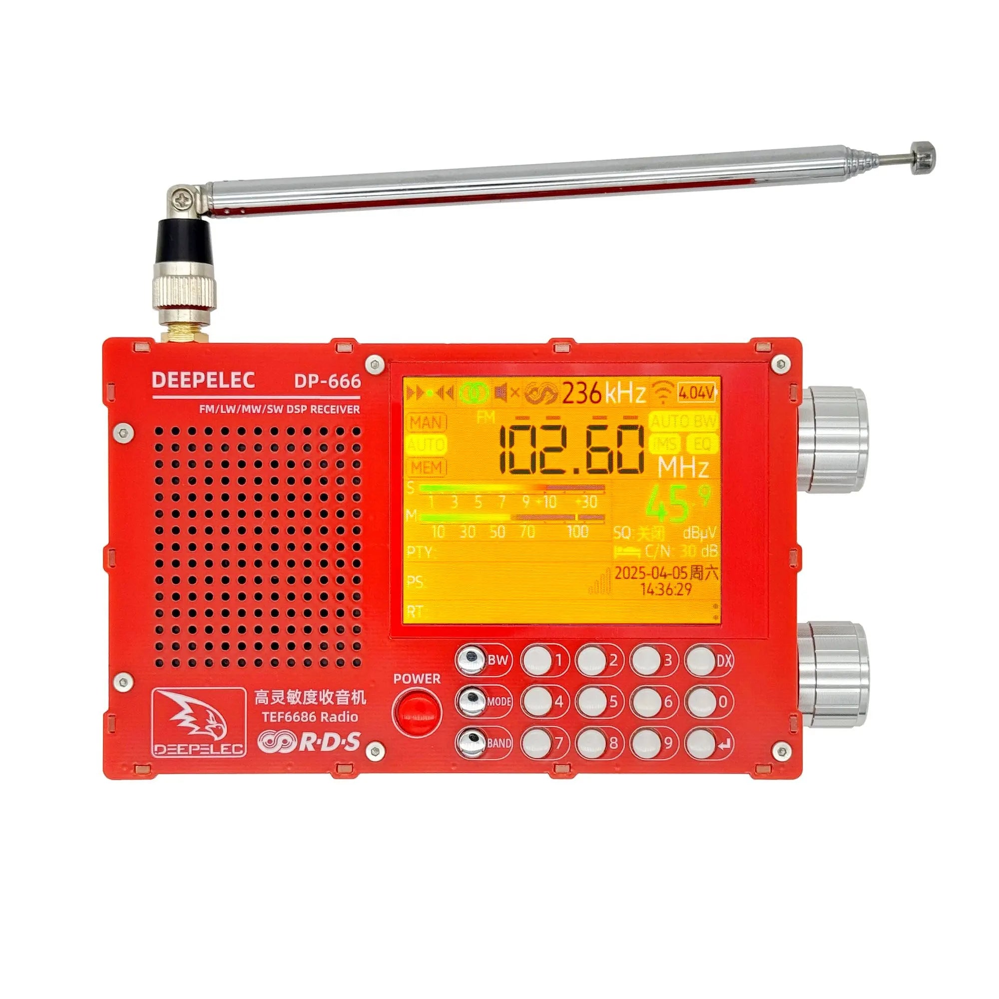 DP-666 DEEPELEC TEF6686 Radio Full Band FM AM LW MW SW Kurzwellen ESP32 RDS 2,8 Zoll IPS LCD