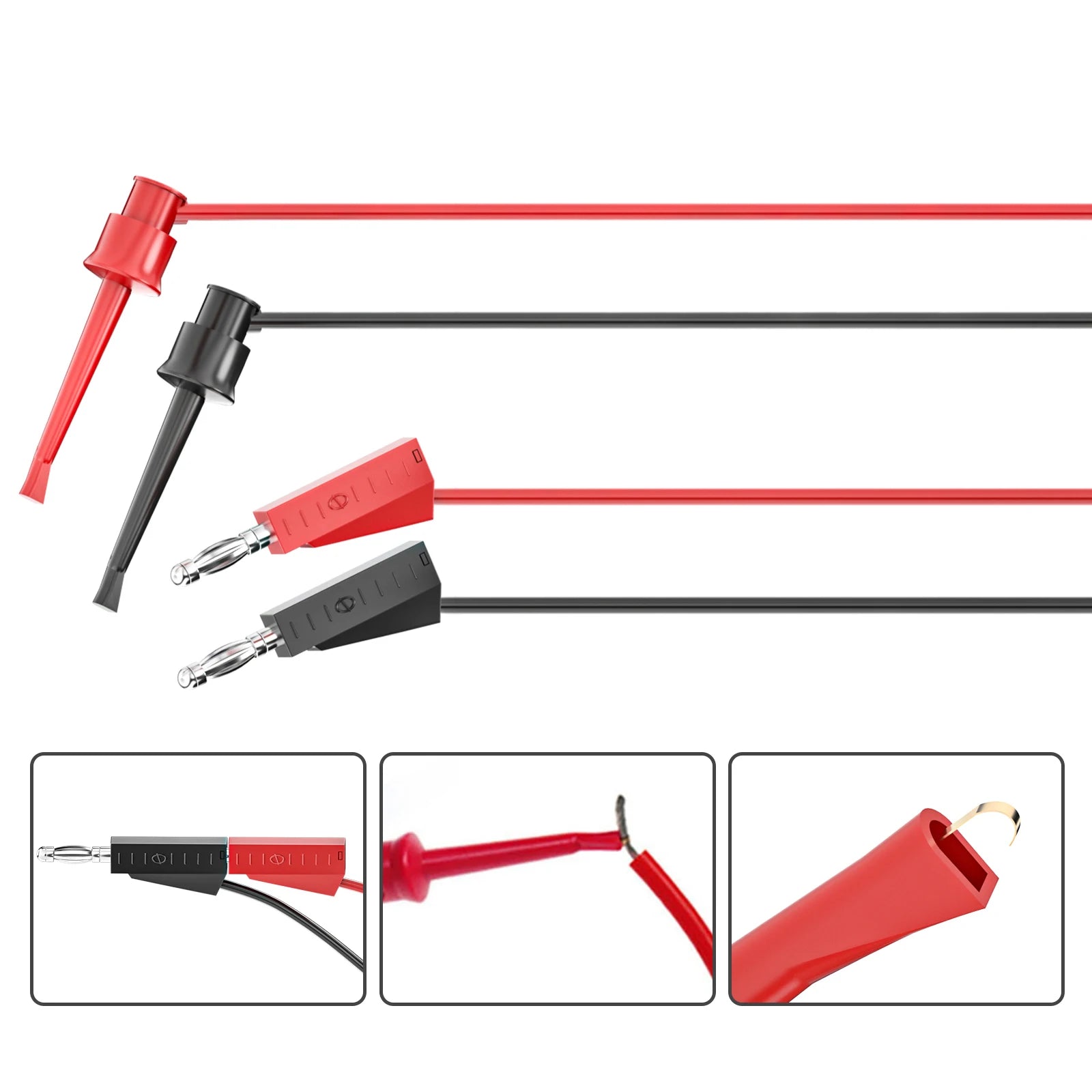 Cleqee P1308B 18pcs Multimeter Test Leads Kit with Replaceable Needles Alligator Clips 4mm Banana Plug to test Hook Clips Set