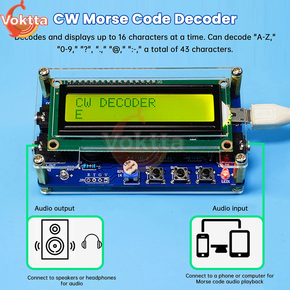 DC 5V CW Morse Code Decoder Loose Kit Audio Cipher Reader Circuit Board Welding Exercise DIY detail image 4