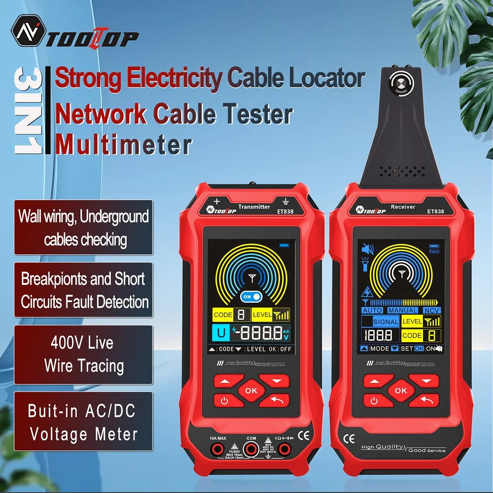 TOOLTOP ET836 ET838 Cable Locator Underground Wall Cable Water Pipes Tracker Circuit Break detail image 2