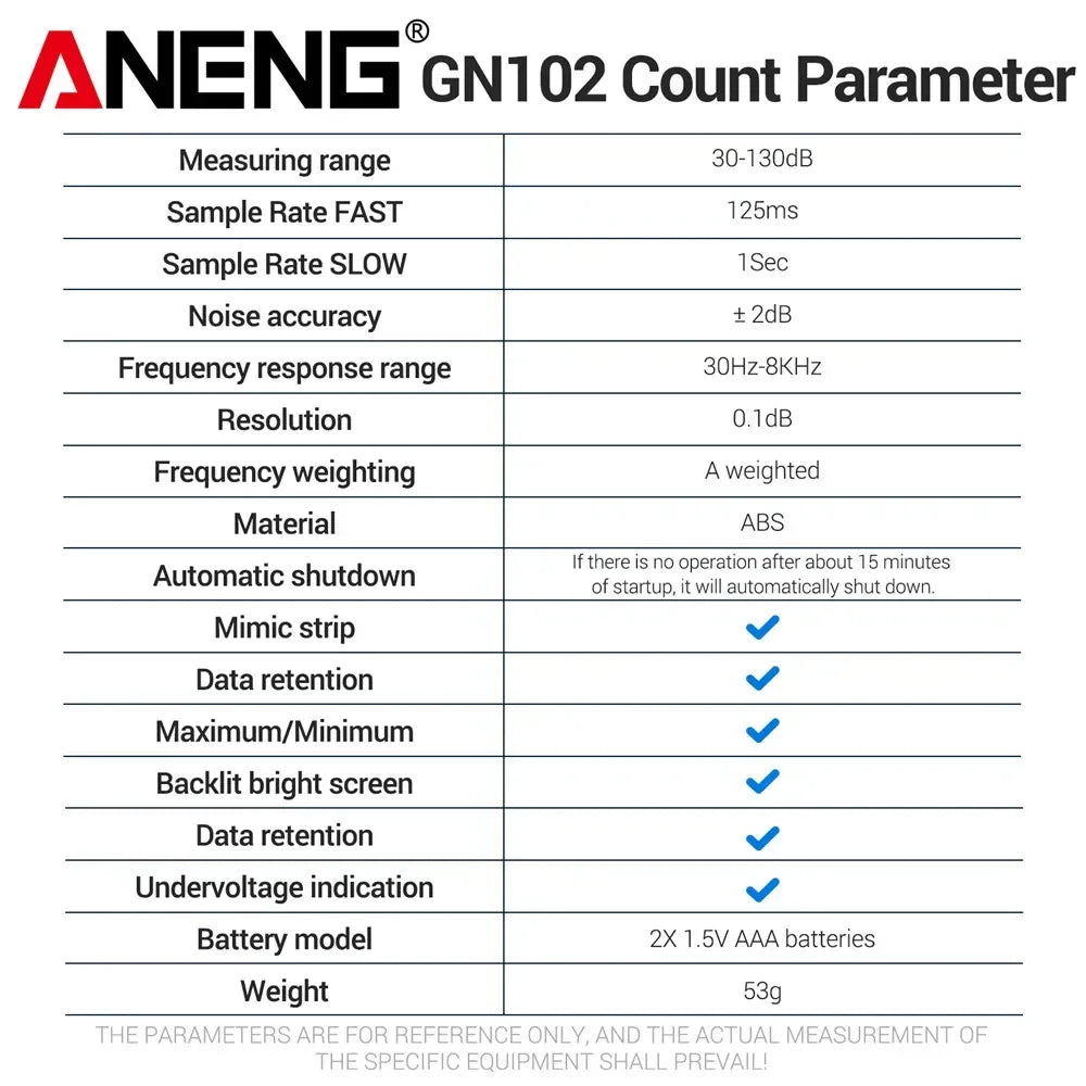 Sound Level Meter Digital Portable Noise Meter NENG GN102 Audio Level Meter 30-130dB Ambient Noise Windproof Decibel Meter test
