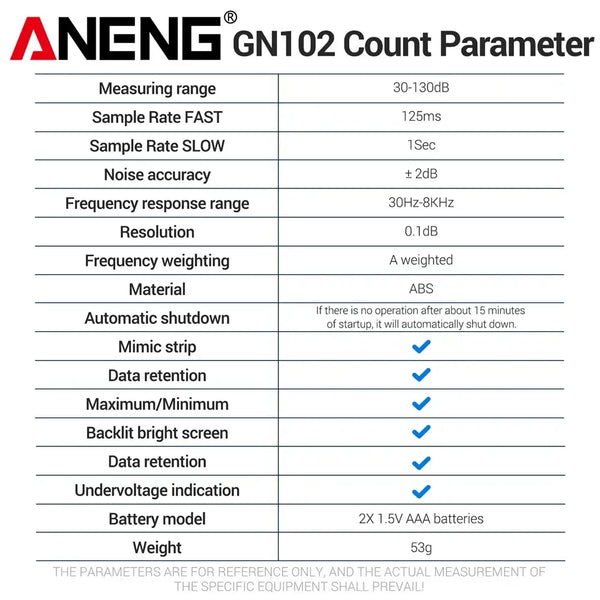 Sound Level Meter Digital Portable Noise Meter NENG GN102 Audio Level Meter 30-130dB Ambient Noise Windproof Decibel Meter test