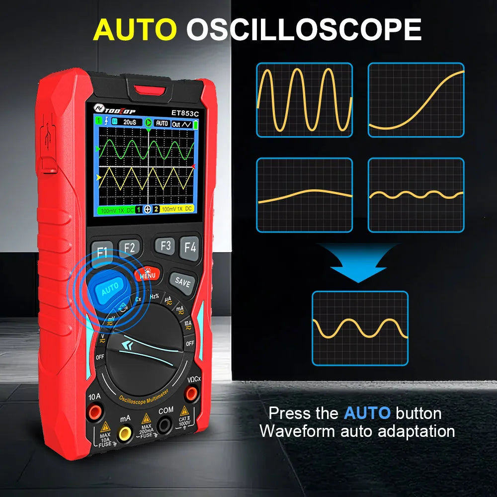 TOOLTOP ET853C 70Mhz 2CH Portable Digital Oscilloscope 20000 Counts Digital Multimeter detail image 5