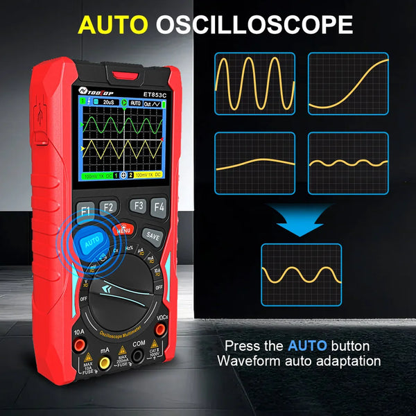 TOOLTOP ET853C 70Mhz 2CH Portable Digital Oscilloscope 20000 Counts Digital Multimeter detail image 5