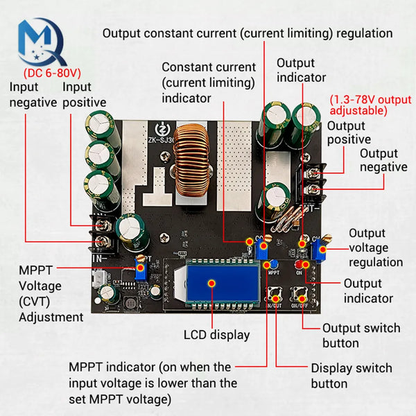 ZK-SJ30 700W High Power Auto Boost Power Module Synchronous Rectifier 30A Solar Charging detail image 5