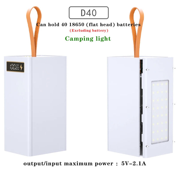 40*18650 DIY Power Bank Case Batteries Power Box Regular/PD Camping light Version Power Bank detail image 12