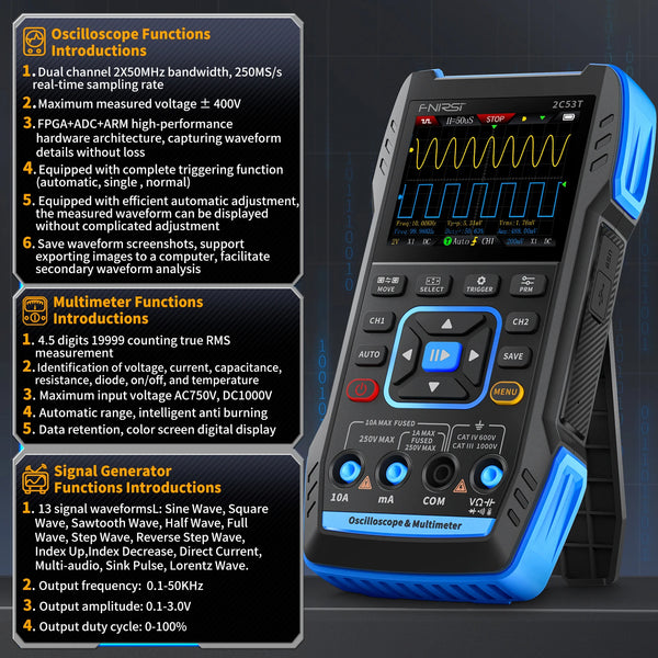 FNIRSI 2C53T 2C23T Oscilloscope Multimeter Signal Generator detail image 2
