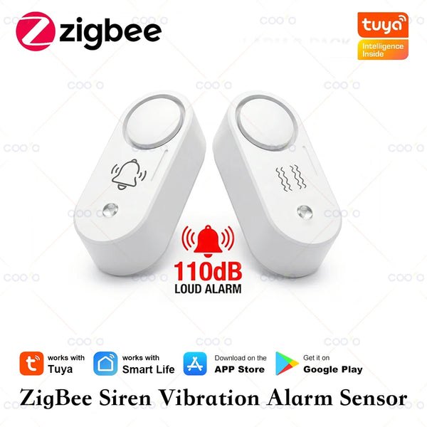 Tuya Zigbee Smart Siren Alarm 110dB Speaker Vibration Siren/ Sound Light Siren Sensor for Home Security work with Smart Life Z2M