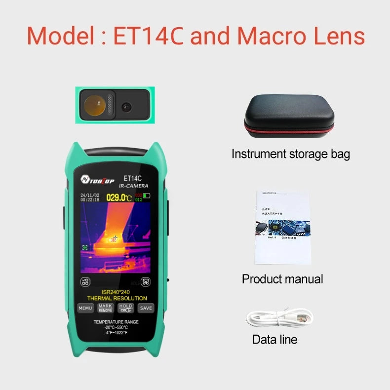 TOOLTOP ET14C 2.8inch Thermal Imager 25Hz Home Thermal imaging Camera ISR240x240 Thermography with Stand Electrical Fault Detect