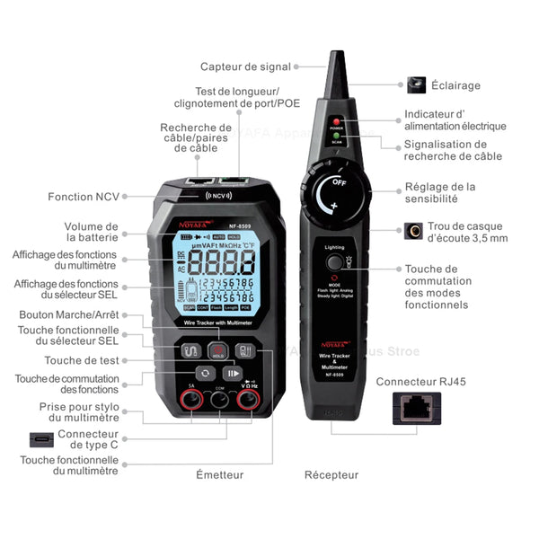 NOYAFA NF 8509 New Upgrade Network Cable Tester For Multimeter Current Voltage Resistance detail image 5