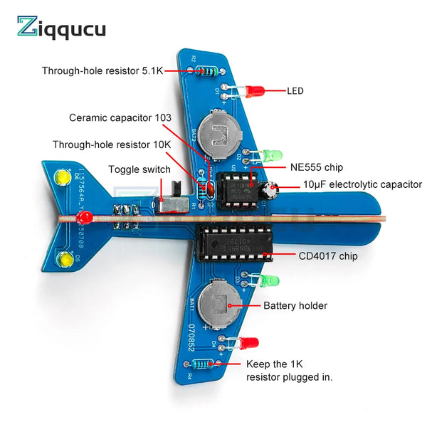 DIY Electronic Kit LED Flow Light Aircraft Model Kit DIY Electronic Welding Practice Kit detail image 6