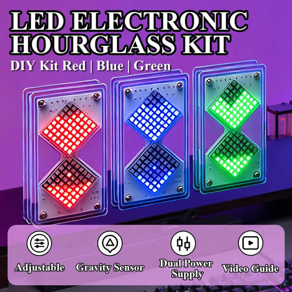 DIY Electronic Kit LED Dot Matrix Component Hourglass Gravity-Sensing Timer PCB Soldering Practice Kit Du product image