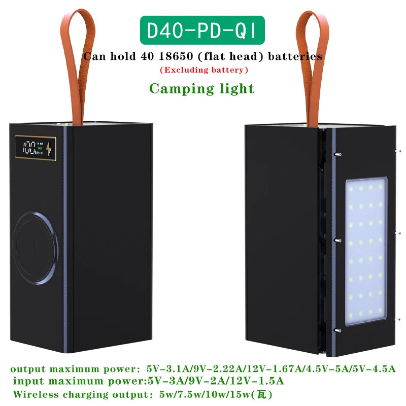 40*18650 DIY Power Bank Case Batteries Power Box Regular/PD Camping light Version Power Bank detail image 11