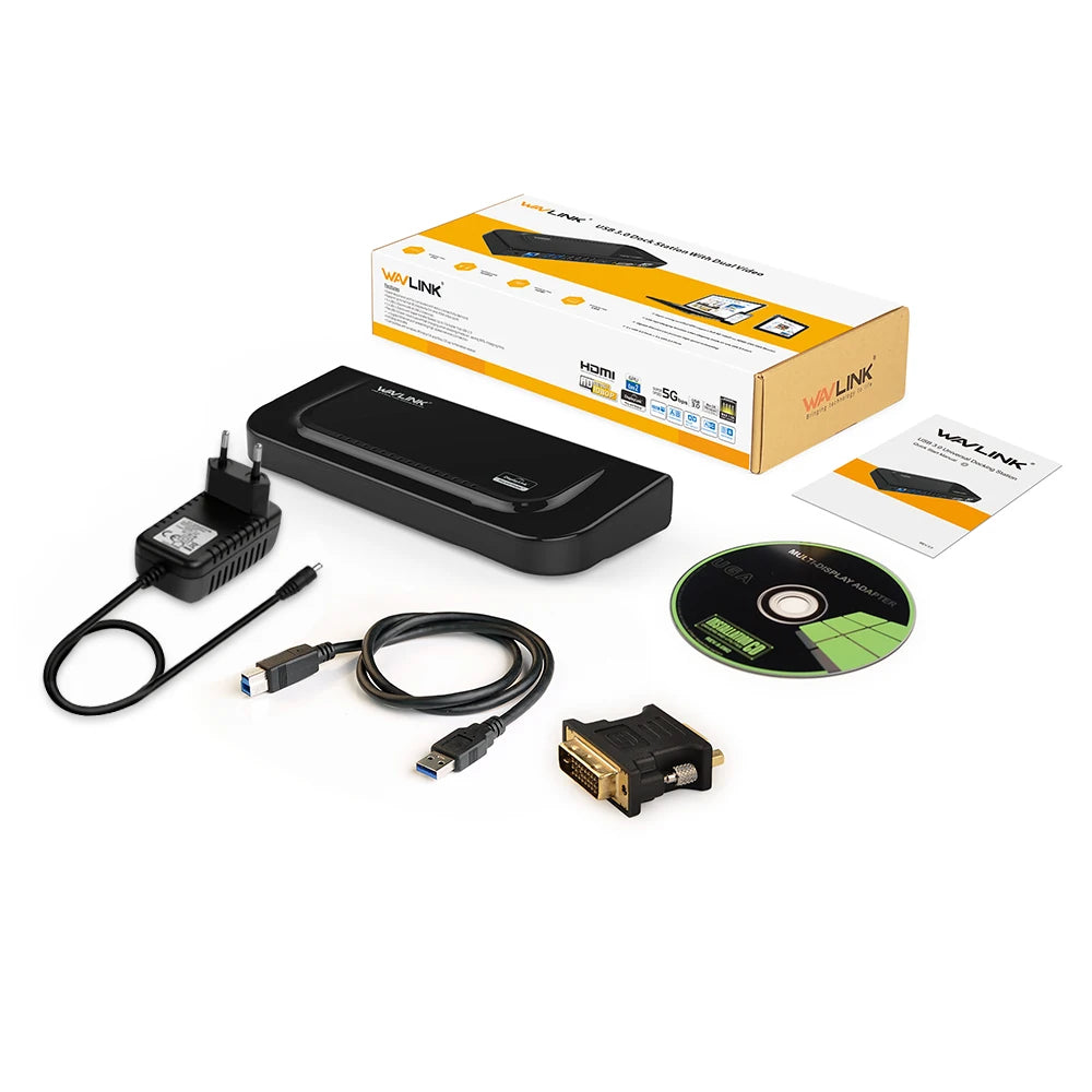 Wavlink USB 3.0 Universal Displaylink Docking Station Support Dual 2K@60Hz HDMI/DVI External detail image 6