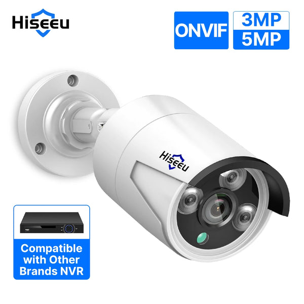 Hiseeu 5MP Audio IP Security Surveillance Camera POE H.265 Outdoor Waterproof IP66 CCTV Camera P2P Video Home for POE NVR