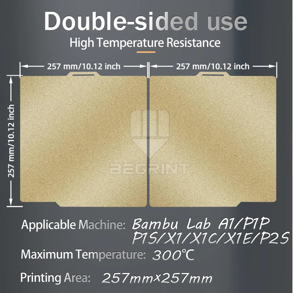 For Bambu Lab P2S Build Plate P1S X2D Pei Textured 257x257 H1H PEY Peo Sheet Spring Steel For Bambulab P2S Bamboo P1P Hot Bed