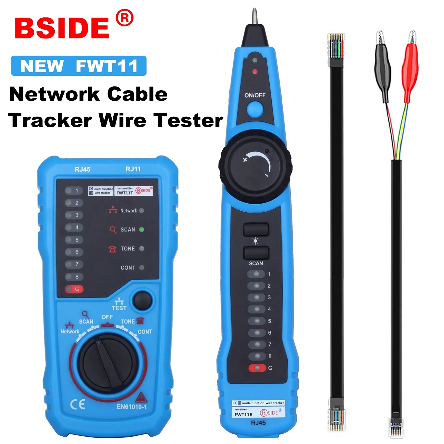 BSIDE FWT11 Network Cable Tracker Wire Tester RJ11 RJ45 Cat5Cat6 Ethernet LAN Detector Line Finder Teleph product image
