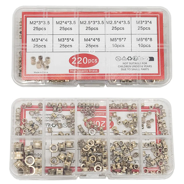 220PCS/1 SetM2 M2.5 M3 M4 M5 M6 Brass Heat Insert Nut Hot Melt Nutinsert Thread Knurled detail image 6
