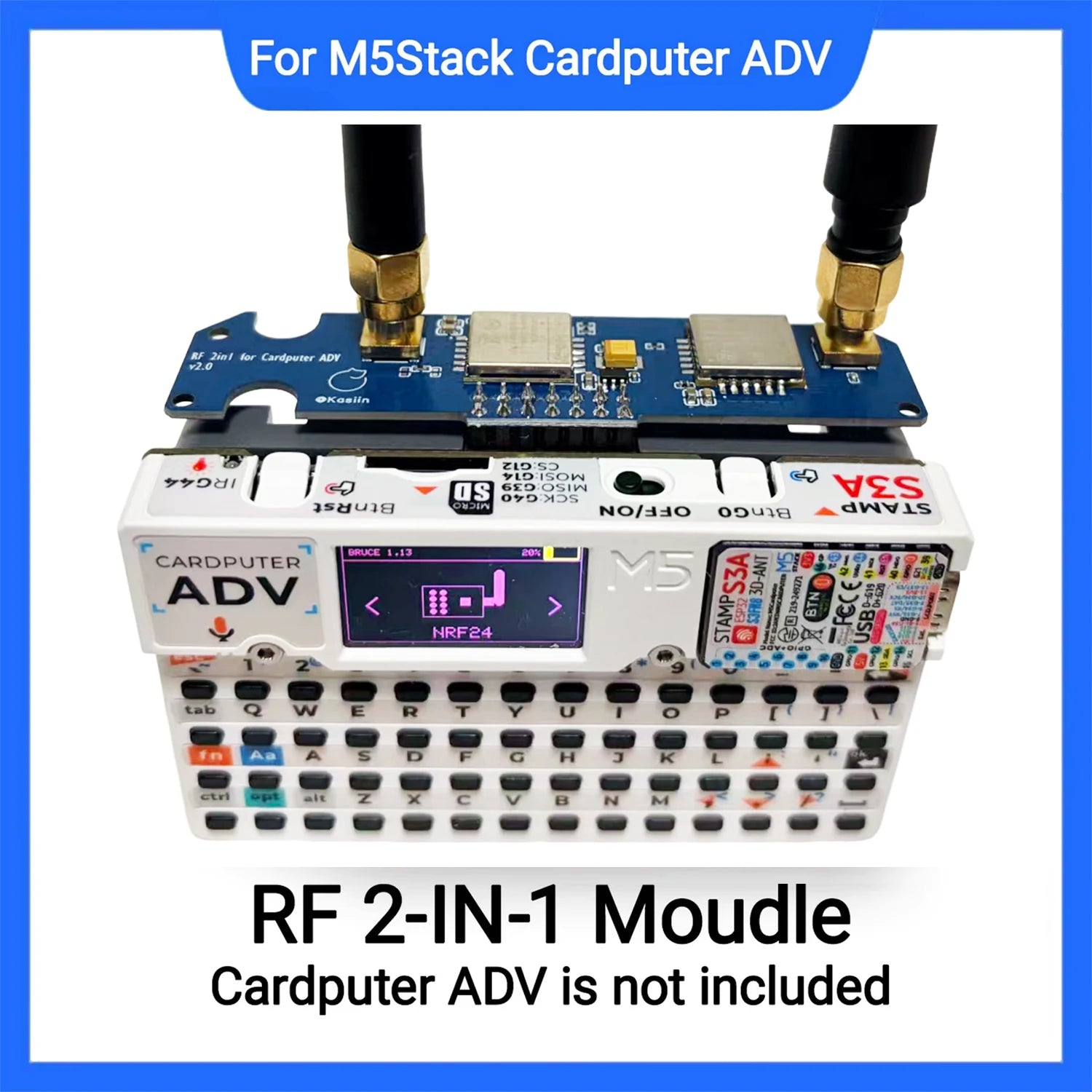 Upgraded 2-in-1 RF Module For M5Stack Cardputer ADV NRF24+CC1101 Compatible, 2.4GHz 433MHz Wireless Board product image