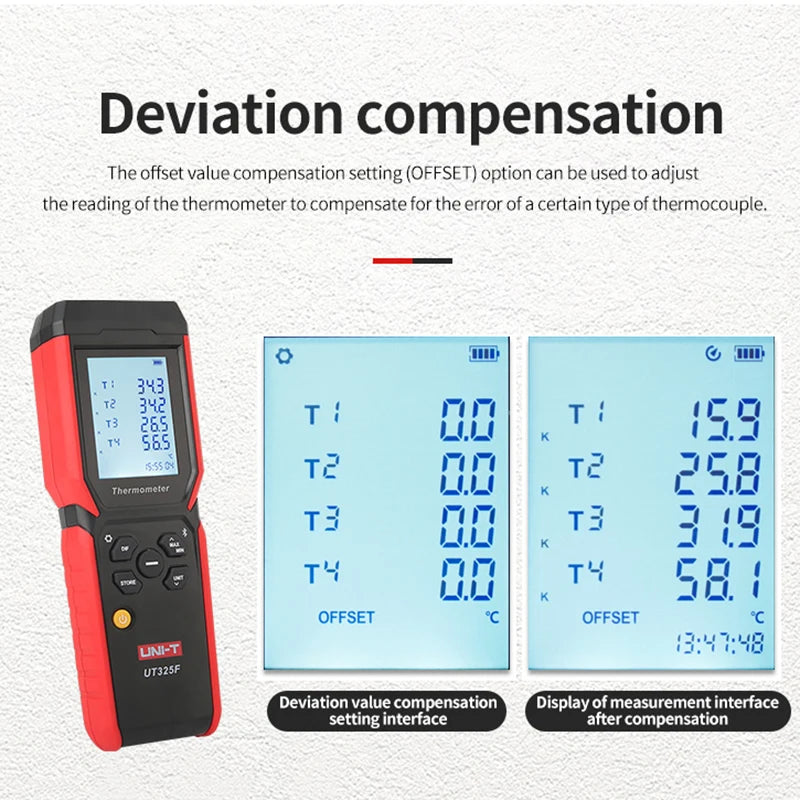 UNI-T 4 Channel Digital Thermometer UT325F J/T/E/R/S/N/K Type Thermocouple Temperature Meter detail image 3