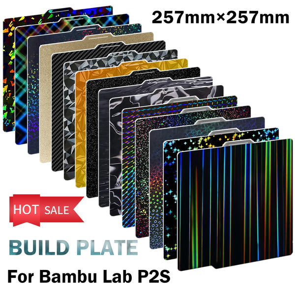 For Bambu Lab P2S Build Plate P1S X2D Pei Textured 257x257 H1H PEY Peo Sheet Spring Steel For Bambulab P2S Bamboo P1P Hot Bed