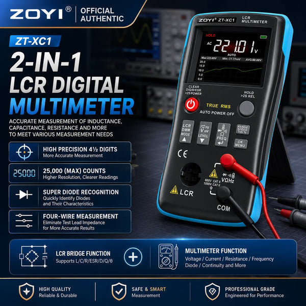 ZOYI ZT-XC1 High Precision LCR Digital Bridge + True RMS Multimeter 2-in-1 Professional Tester Inductance Resistance Capacitance