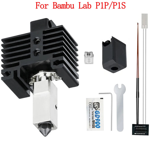 Upgrades V2 Hotend Kit For Bambu Lab P1P X1 P1S X1C Hot End Thermistor Bimetal Throat Bambulab Hardened Steel Nozzle Print Head