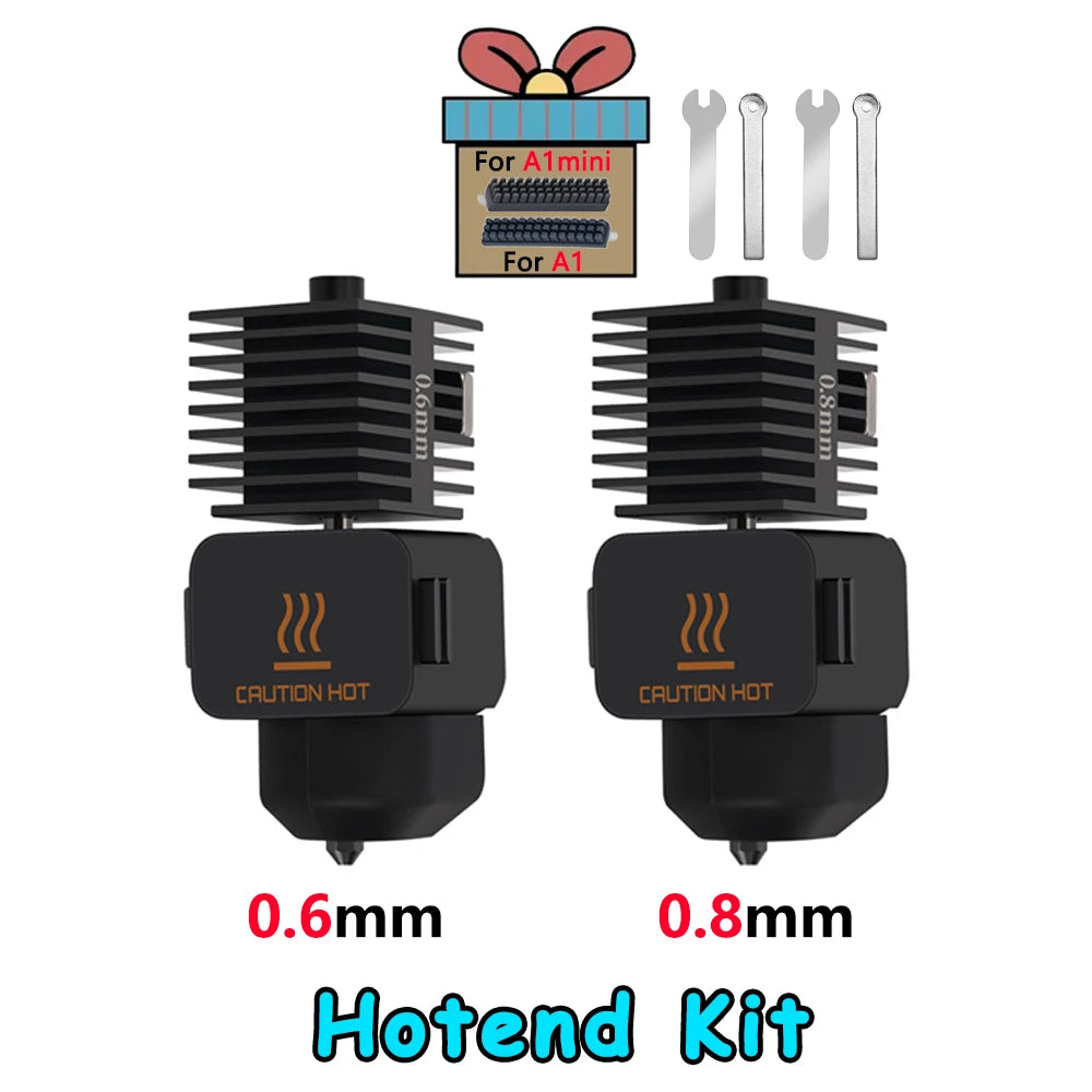 Hotend For Bambu Lab A1 mini Assembly Hotend Kit 0.2 0.4 0.6 0.8MM Replaceable Nozzle For 3D printer Bamboo Lab A1/A1 mini
