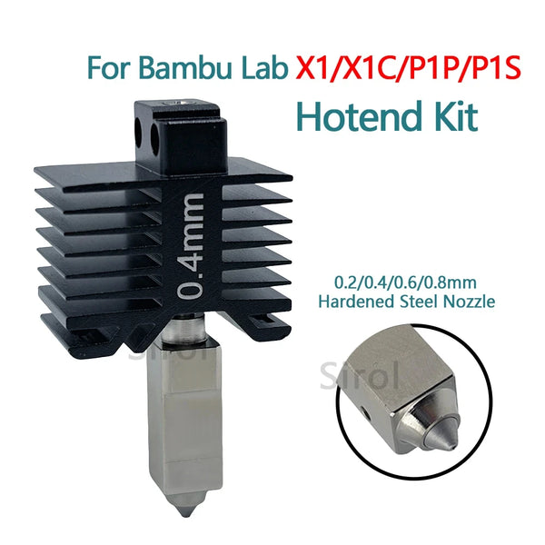 For Bambu Lab P1S Hotend Bambulab X1C Nozzle P1S P1P X1 Printhead Hardened Steel Integrated Design Prevents Material Leakage