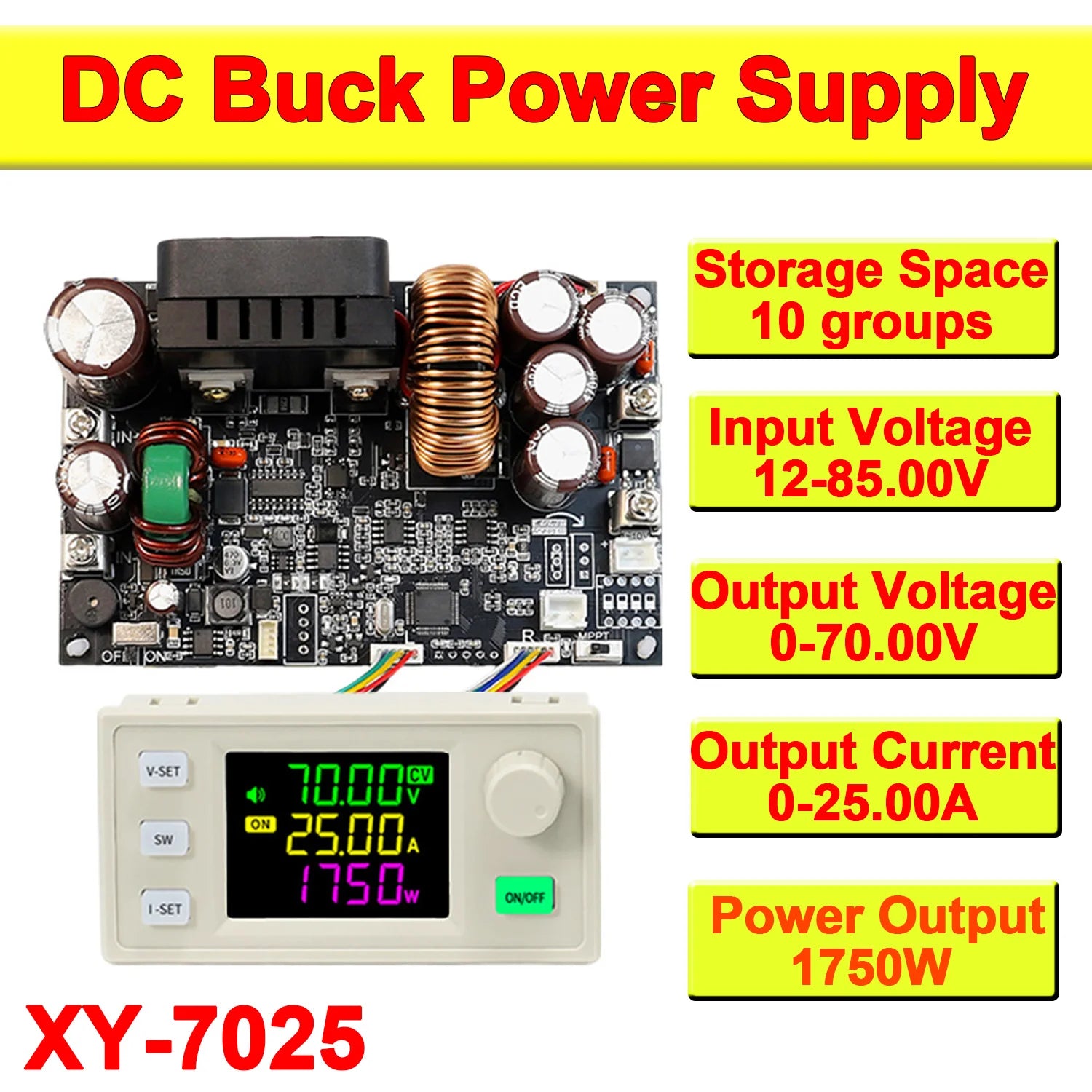 XY7025 70V/25A/1750W CNC Stabilized Voltage Power Supply Buck Converter CC CV Constant Voltage Constant C product image