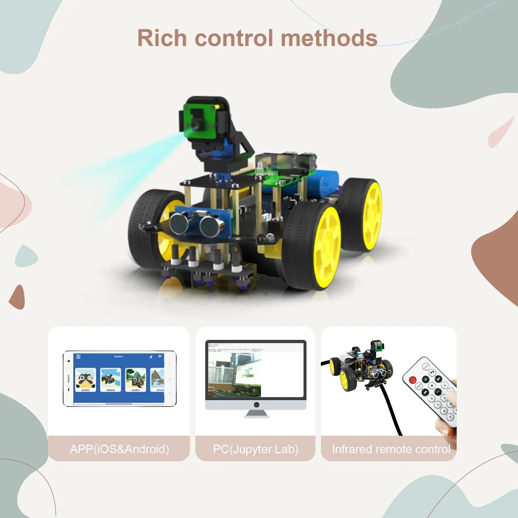Raspberry Pi 5 Smart AI Vision 4WD Robot Car Electronic Kit DIY Learning Project Full Set detail image 2