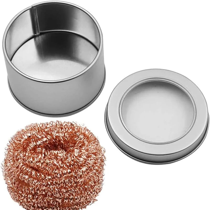 New Cleaning Ball Desoldering Soldering Iron Mesh Filter Cleaning Nozzle Tip Copper Wire Cleaner Ball Metal Dross Box Clean Ball