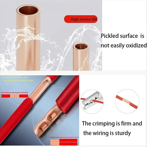 125/250/578Pcs Wire Ferrules Kit  Copper Crimp Connector Copper Connection Tube Terminal Connect and Protect The Connection