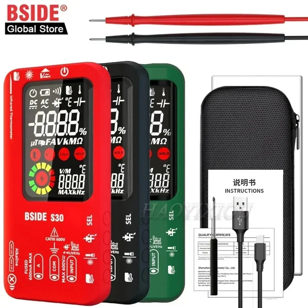 BSIDE S30 Smart Digital Multimeter 15V Diode Infrared Thermometer AC DC Voltage Current Recharge Professi product image