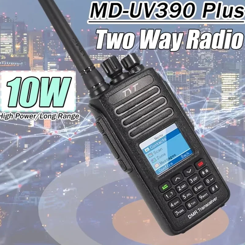 TYT MD-UV390 Plus DMR Digital Walkie Talkie 5W/10W GPS AES256 Encryption Optional IP67 Waterproof VHF UHF 3000 LCD MDUV390 Radio