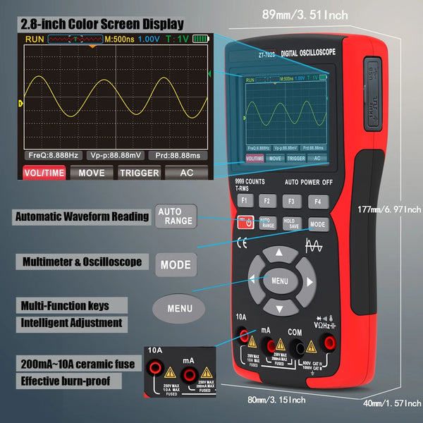 BSIDE ZT702S Handheld Oscilloscope Multimeter Professional Digital Multiteter Electrician detail image 2