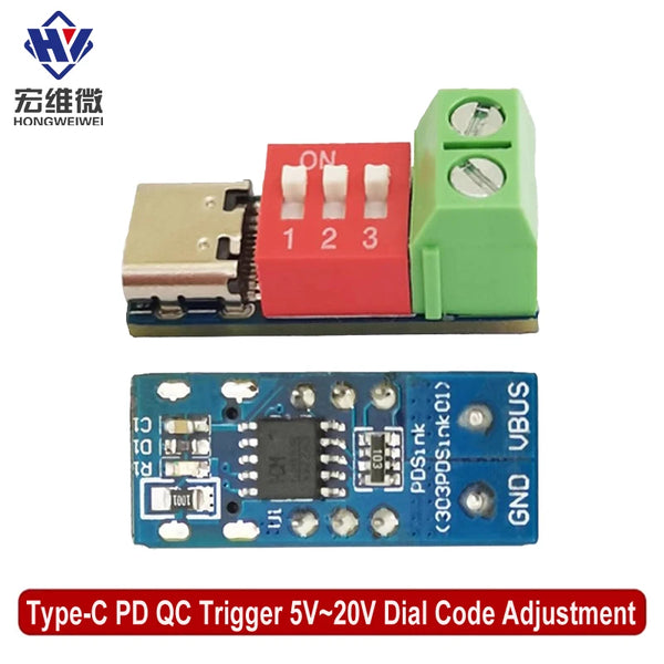 Type-C PD QC Trigger 5V~20V Dial Code Adjustment DC Voltage Power Module Dial Adjustment Voltage Fast Cha product image