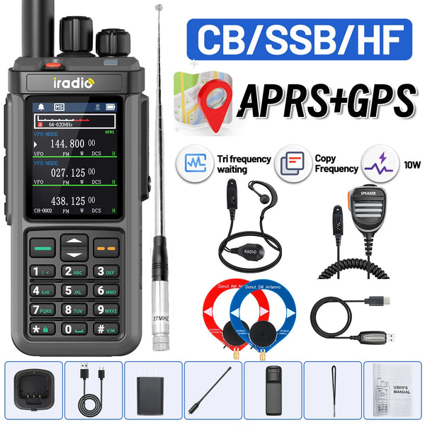 Iradio UV-98 PLUS GPS APRS Walkie Talkie 10W AM CB SSB LW MW SW HF Cross Band Repeater 1024Channels RT-880G Short Wave Ham Radio