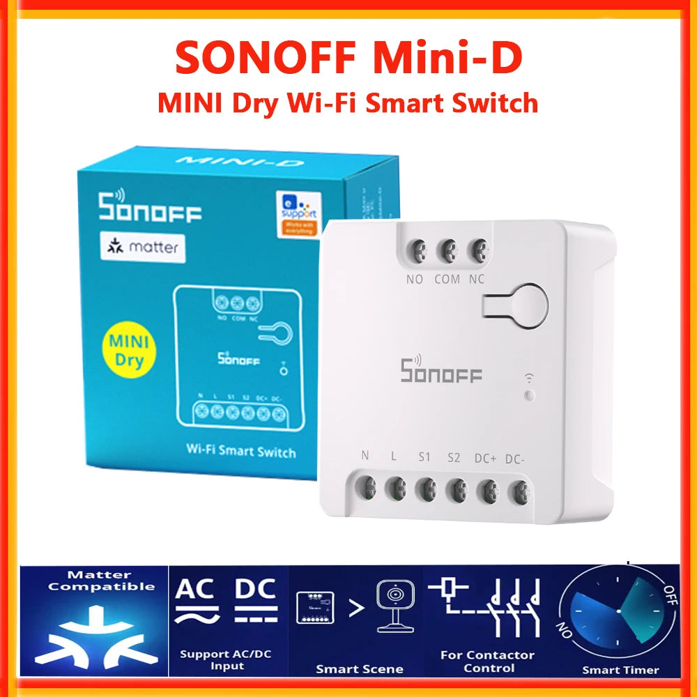 SONOFF MINI-D MINI Dry WiFi Smart Switch Dry Contact AC/DC Matter Switch For Garage Door detail image 7