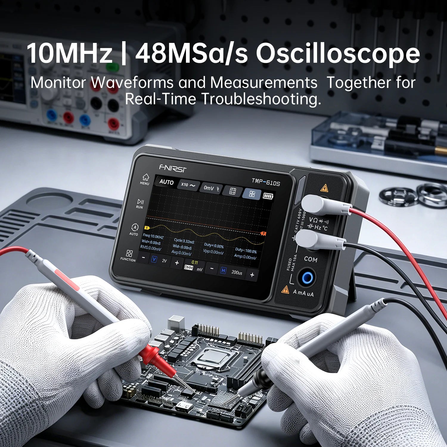 FNIRSI TMP-600 TMP-610S Digital Multimeter True RMS 60000 Counts Oscilloscope Signal Generator Handheld Tester