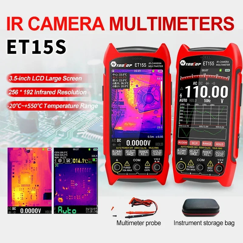 TOOLTOP ET15S 256*192 Thermal Multimeter 3.5-inch Industry Thermal Camera 19999 Counts T-RMS detail image 3