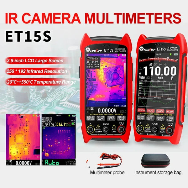TOOLTOP ET15S 256*192 Thermal Multimeter 3.5-inch Industry Thermal Camera 19999 Counts T-RMS detail image 3